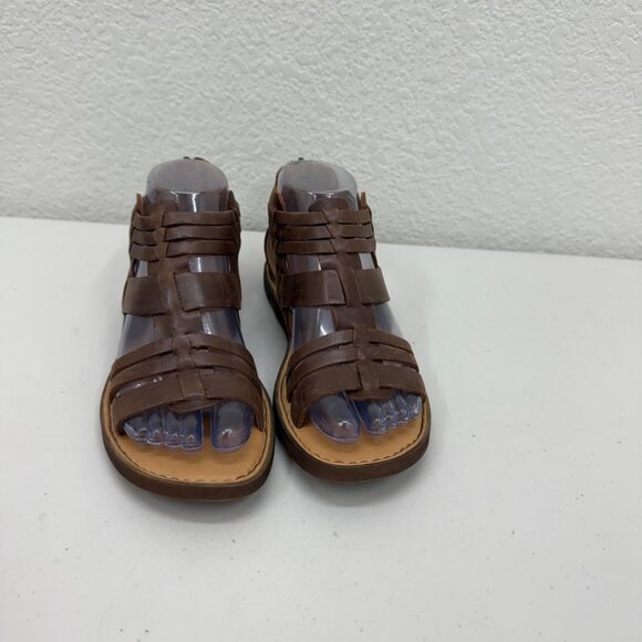 Born Harmel Brown Leather Gladiator Back Zip Open Toe Sandals Shoes Womens sz 6M - Picture 2 of 9